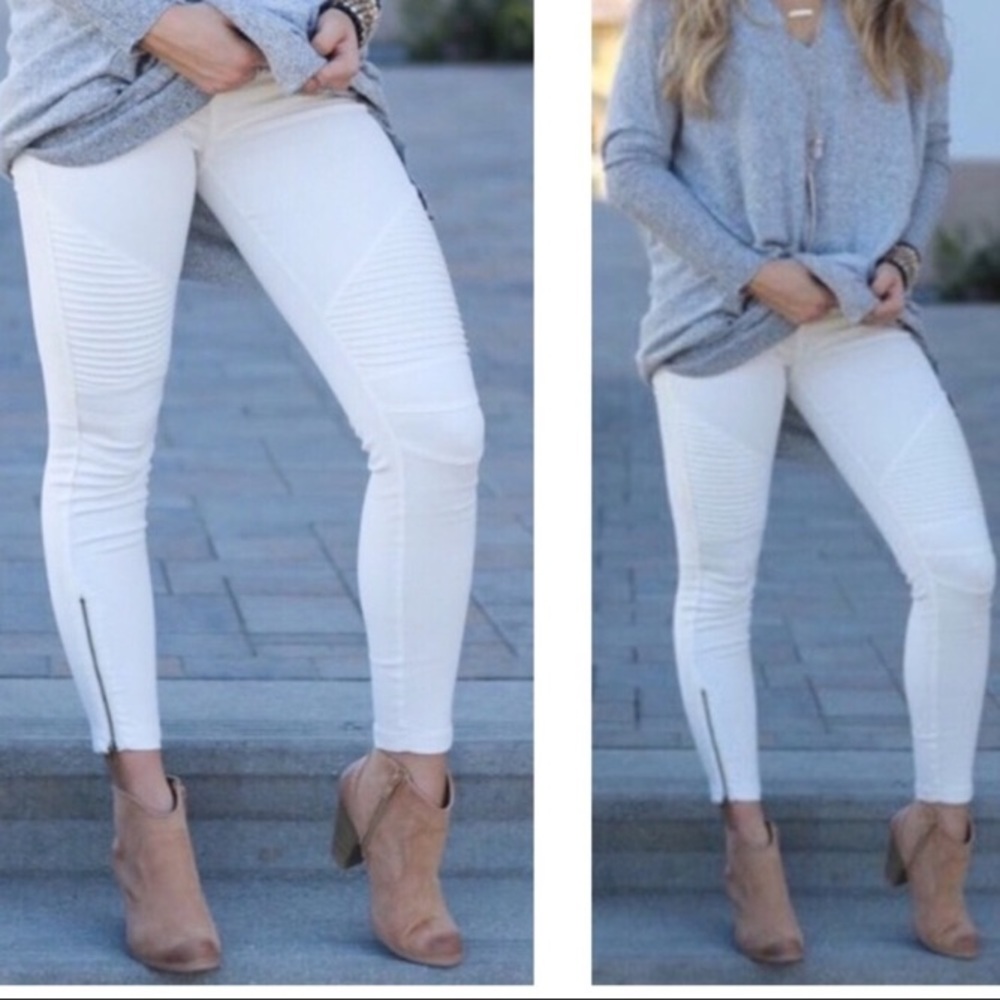 NWT White Motto Biker Pant Leggings
